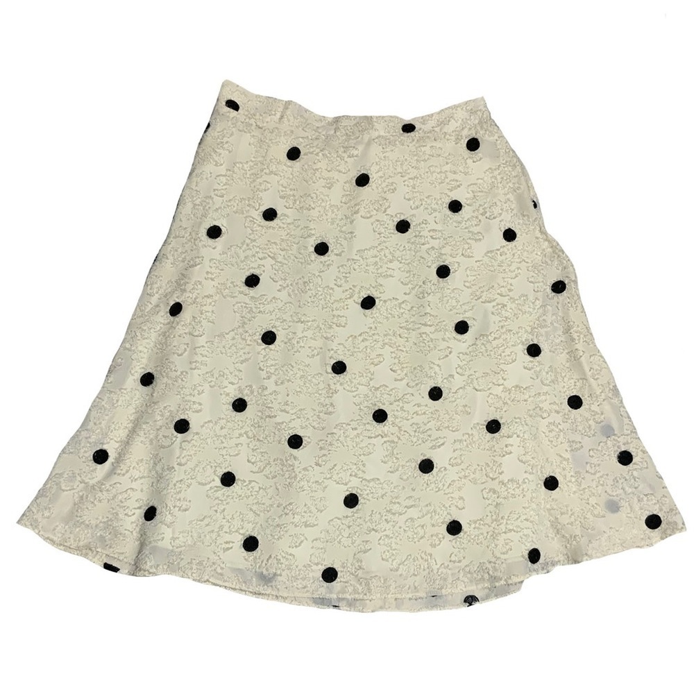 Anthropologie Textured Andrea Embroidered Polka Dot Midi Skirt